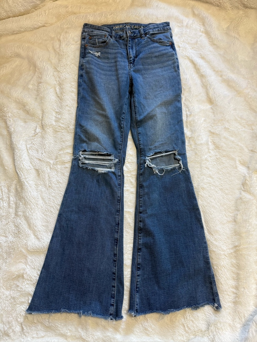American Eagle Next Level Stretch Distressed Flare Jeans - Size 4 Regular
